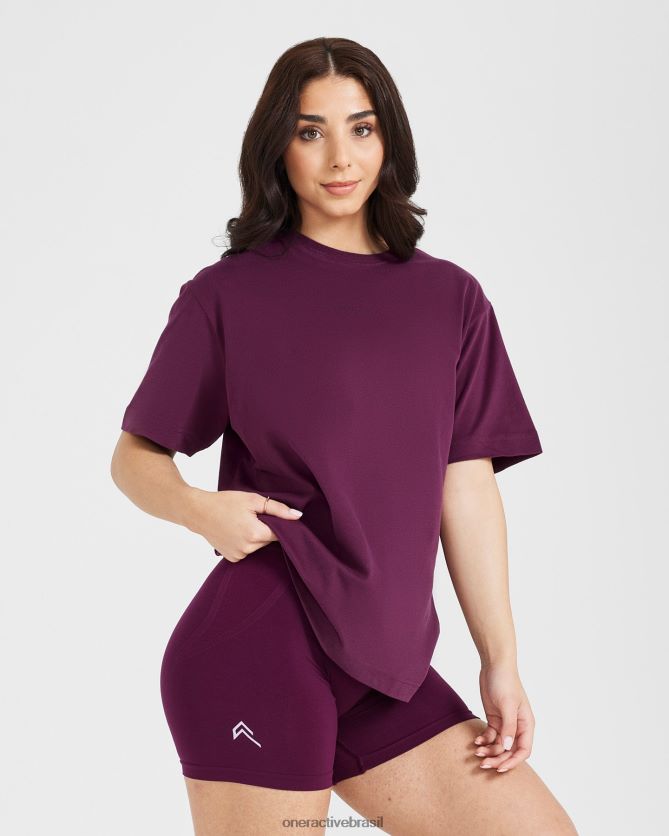 roupas br Oner Active camiseta oversized com estampa espelhada clássica figo maduro lavado 8488X2518