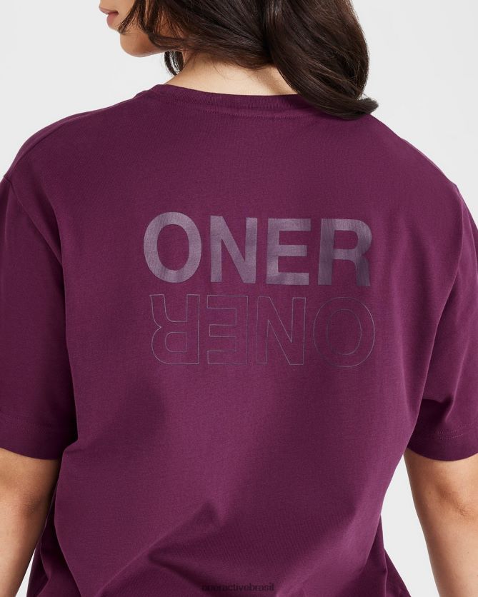 roupas br Oner Active camiseta oversized com estampa espelhada clássica figo maduro lavado 8488X2518