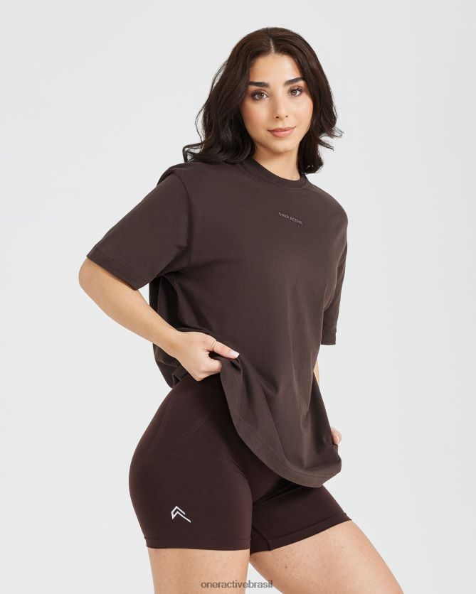 roupas br Oner Active camiseta oversized com estampa espelhada clássica lavado 70% cacau 8488X2520