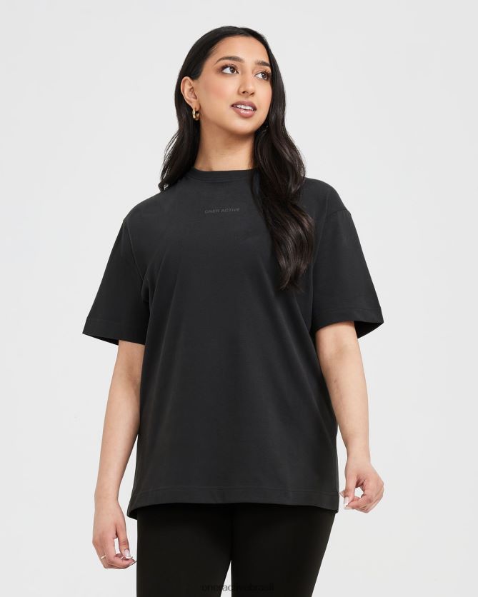 roupas br Oner Active camiseta oversized com estampa espelhada clássica lavado de preto 8488X2510