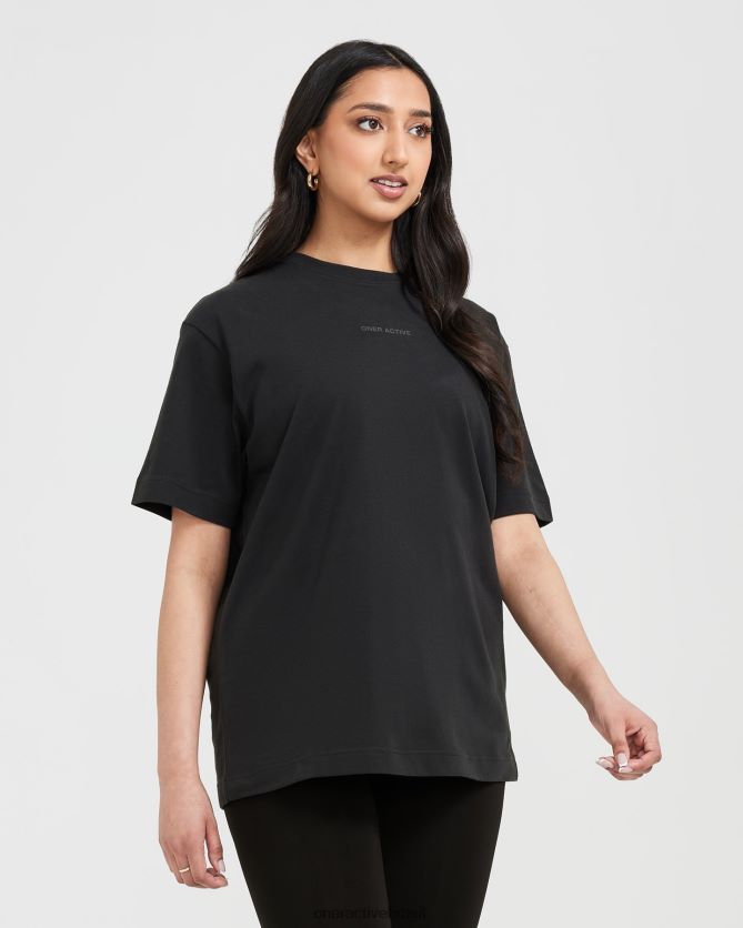 roupas br Oner Active camiseta oversized com estampa espelhada clássica lavado de preto 8488X2510