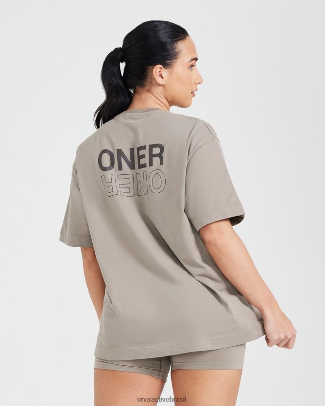roupas br Oner Active camiseta oversized com estampa espelhada clássica minky lavado 8488X2519