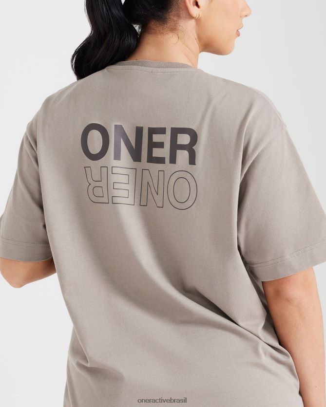 roupas br Oner Active camiseta oversized com estampa espelhada clássica minky lavado 8488X2519