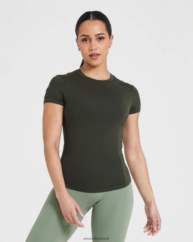 roupas br Oner Active camiseta suave e suave de manga curta cáqui 8488X2408