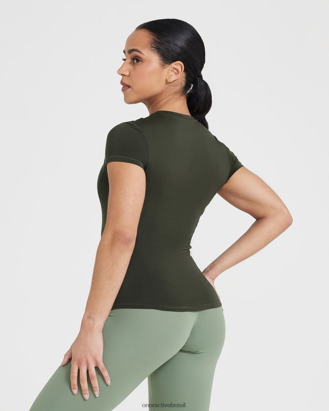roupas br Oner Active camiseta suave e suave de manga curta cáqui 8488X2408