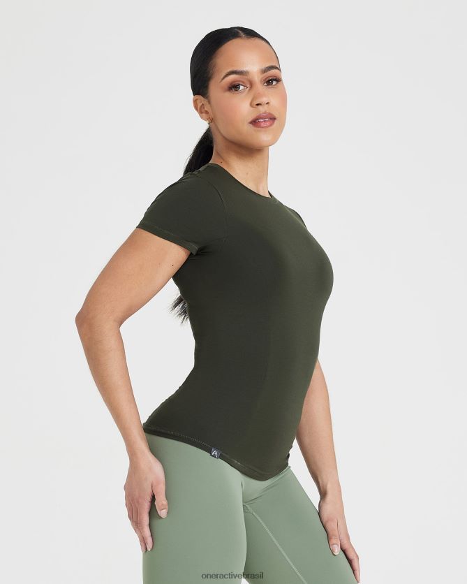 roupas br Oner Active camiseta suave e suave de manga curta cáqui 8488X2408