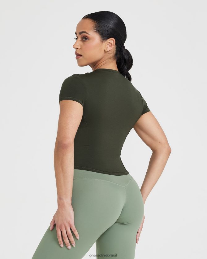 roupas br Oner Active camiseta suave e suave de manga curta cáqui 8488X2409