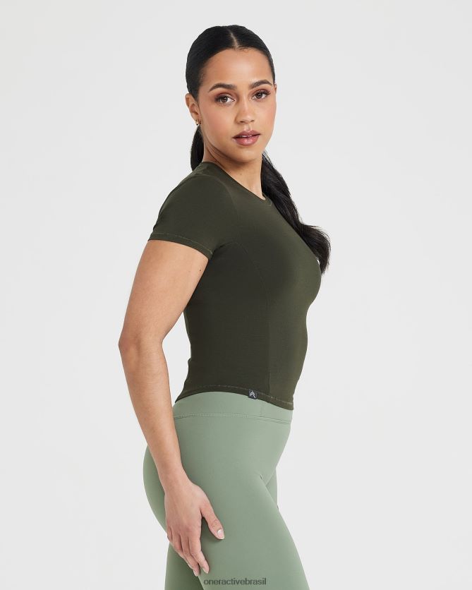 roupas br Oner Active camiseta suave e suave de manga curta cáqui 8488X2409