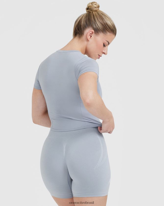 roupas br Oner Active camiseta suave e suave de manga curta cinza metálico 8488X2427