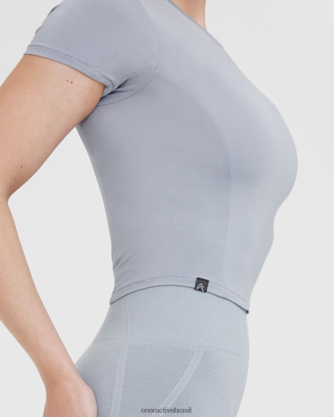 roupas br Oner Active camiseta suave e suave de manga curta cinza metálico 8488X2427