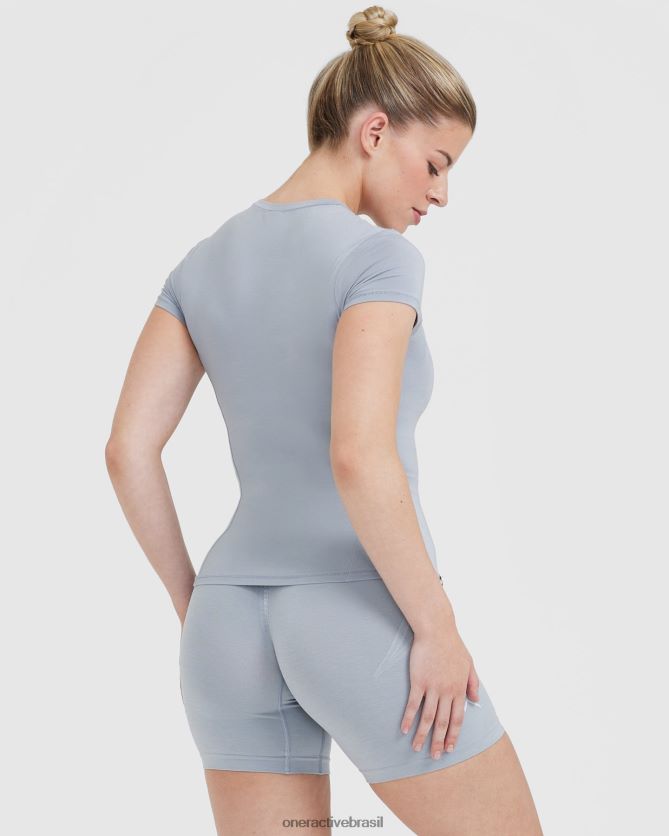 roupas br Oner Active camiseta suave e suave de manga curta cinza metálico 8488X2428