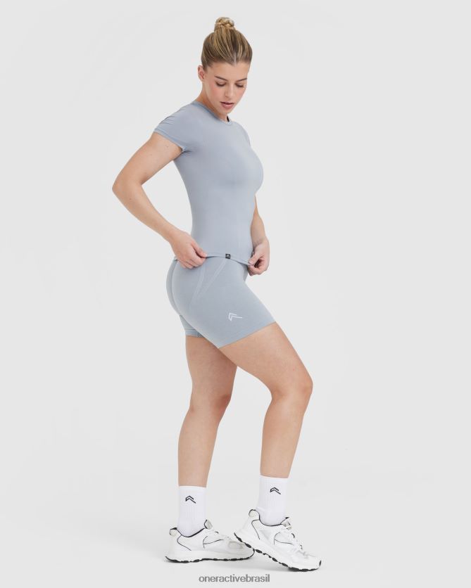 roupas br Oner Active camiseta suave e suave de manga curta cinza metálico 8488X2428