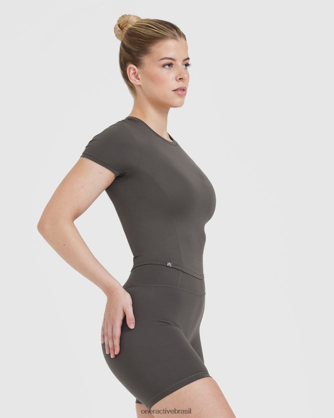 roupas br Oner Active camiseta suave e suave de manga curta cinza profundo 8488X2433
