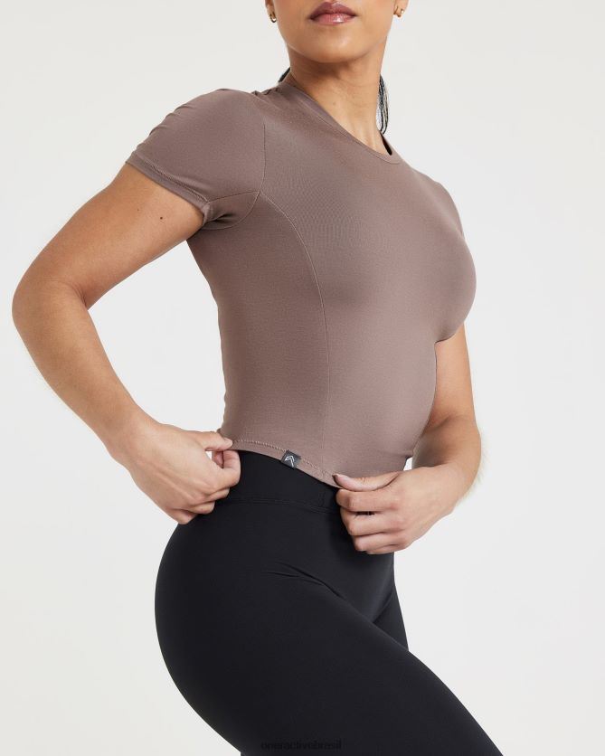roupas br Oner Active camiseta suave e suave de manga curta marrom legal 8488X2383