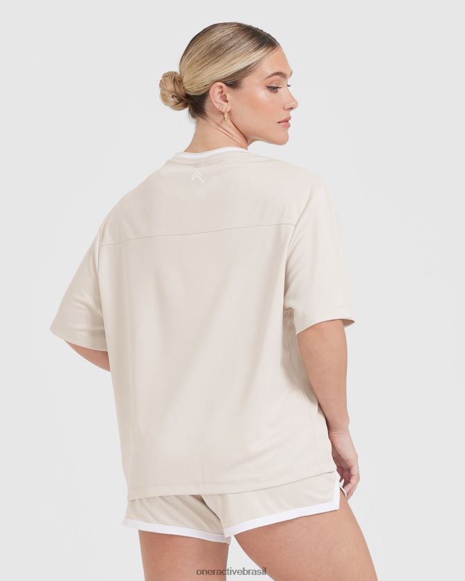 roupas br Oner Active camiseta universitária de manga curta com decote em V areia 8488X2417