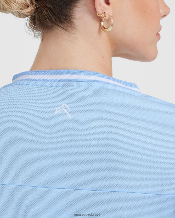 roupas br Oner Active camiseta universitária de manga curta com decote em V azul em pó 8488X2413