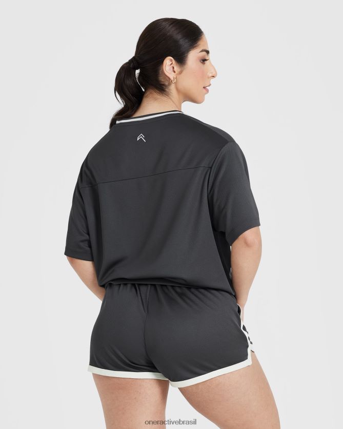 roupas br Oner Active camiseta universitária de manga curta com decote em V carvão 8488X2499