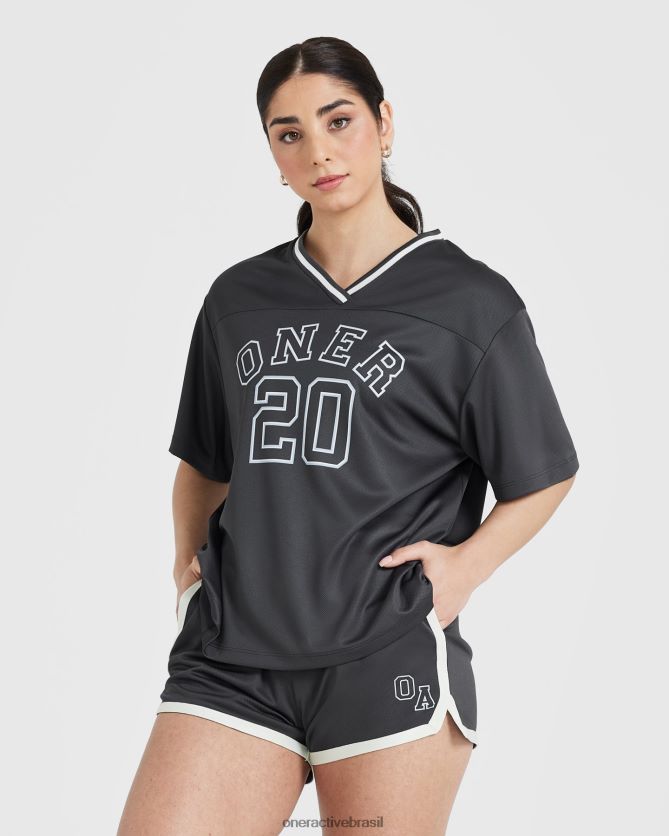 roupas br Oner Active camiseta universitária de manga curta com decote em V carvão 8488X2499