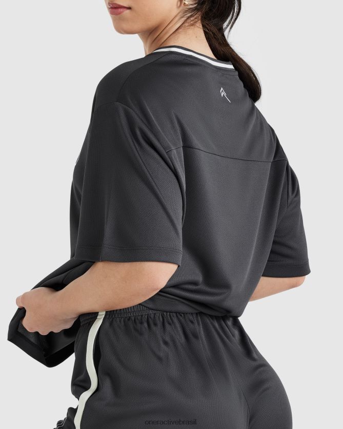 roupas br Oner Active camiseta universitária de manga curta com decote em V carvão 8488X2499