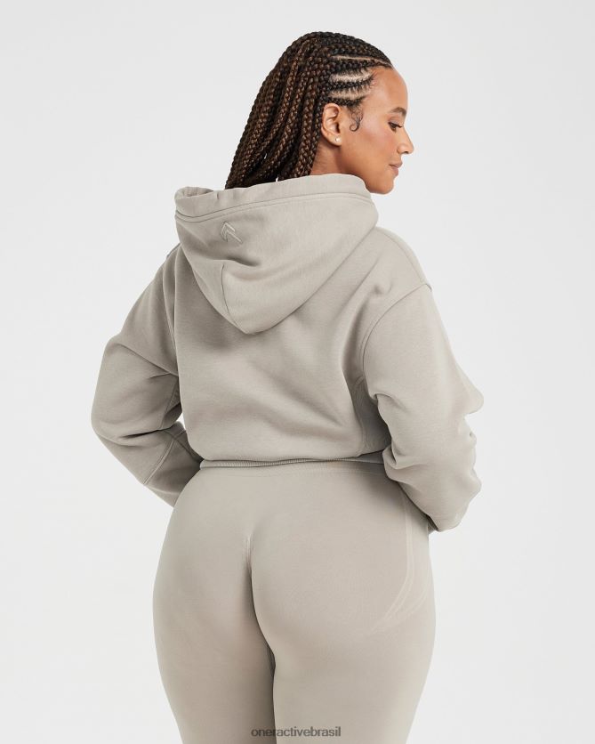 roupas br Oner Active clássico lounge cortado com zíper e moletom com capuz areia quente 8488X2634