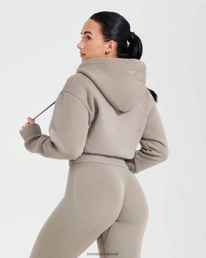 roupas br Oner Active clássico lounge cortado com zíper e moletom com capuz minky 8488X2617