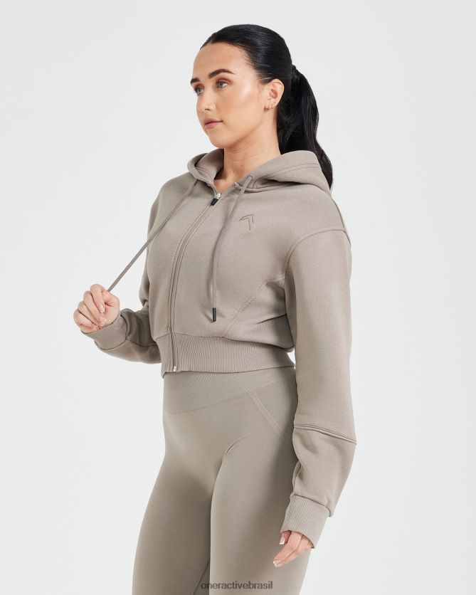 roupas br Oner Active clássico lounge cortado com zíper e moletom com capuz minky 8488X2617