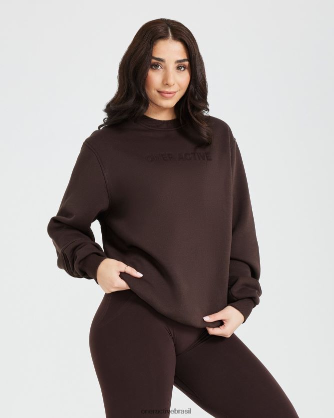 roupas br Oner Active clássico lounge gola redonda grande 70% cacau 8488X2622