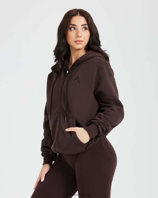 roupas br Oner Active clássico lounge zip oversized com capuz 70% cacau 8488X2621