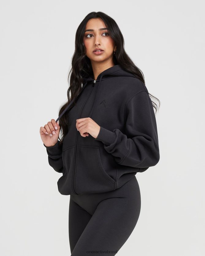 roupas br Oner Active clássico lounge zip oversized com capuz carvão 8488X2615