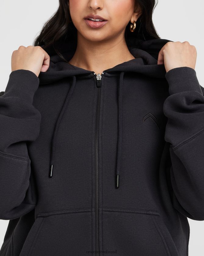 roupas br Oner Active clássico lounge zip oversized com capuz carvão 8488X2615
