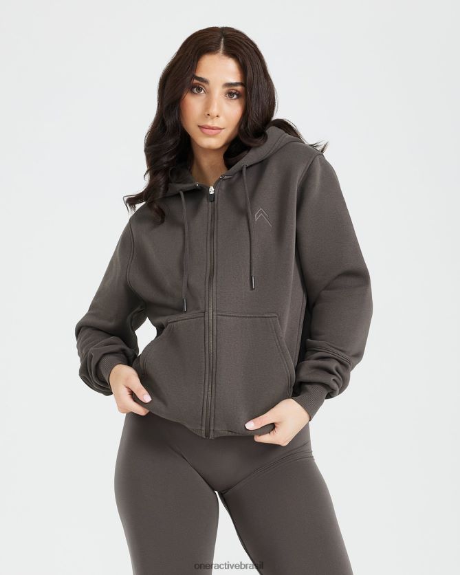 roupas br Oner Active clássico lounge zip oversized com capuz cinza profundo 8488X2616