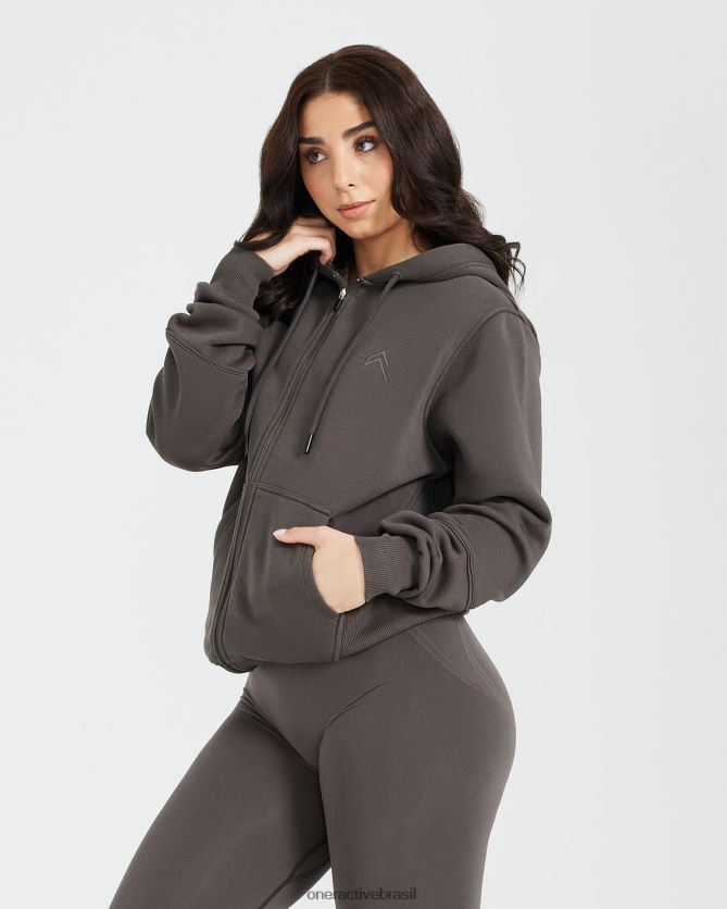 roupas br Oner Active clássico lounge zip oversized com capuz cinza profundo 8488X2616