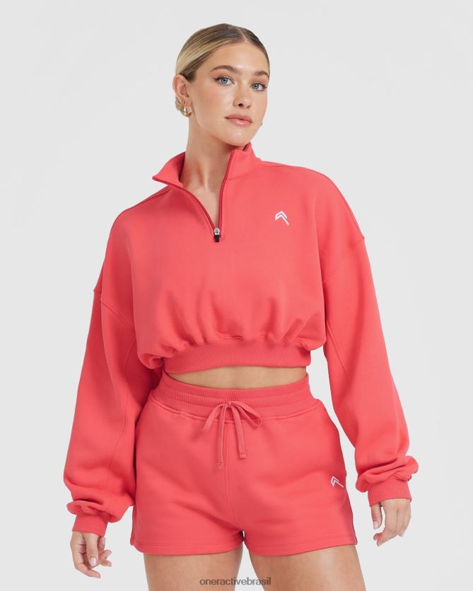roupas br Oner Active moletom leve com zíper 1/4 o dia todo doce vermelho 8488X2575