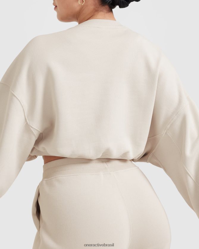 roupas br Oner Active moletom leve e grande com decote em V o dia todo areia 8488X2577