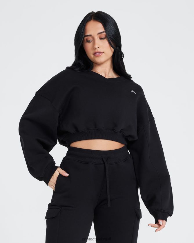 roupas br Oner Active moletom oversized com decote em V o dia todo preto 8488X2611