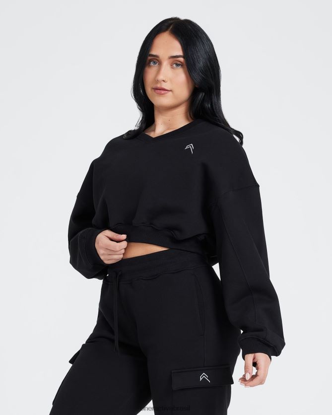 roupas br Oner Active moletom oversized com decote em V o dia todo preto 8488X2611
