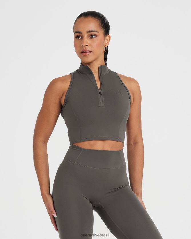 roupas br Oner Active regata cropped meia zip atemporal cinza profundo 8488X2527
